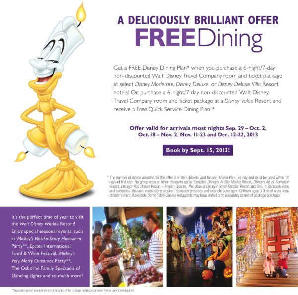 Fall 2013 Free Dining offer