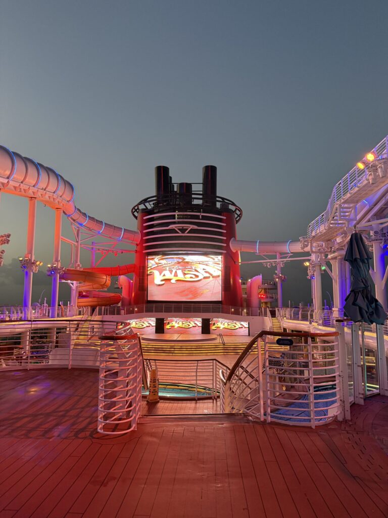 Upper deck and AquaMouse aboard the Disney Wish