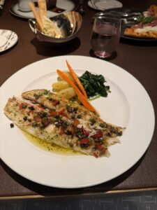 Dover sole entrée at Palo Steakhouse aboard the Disney Wish